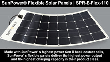 SunPower 110 Watt semi-flexible solar panel and rigid solar panels from 50 Watt to 500 Watt Solar Panels....